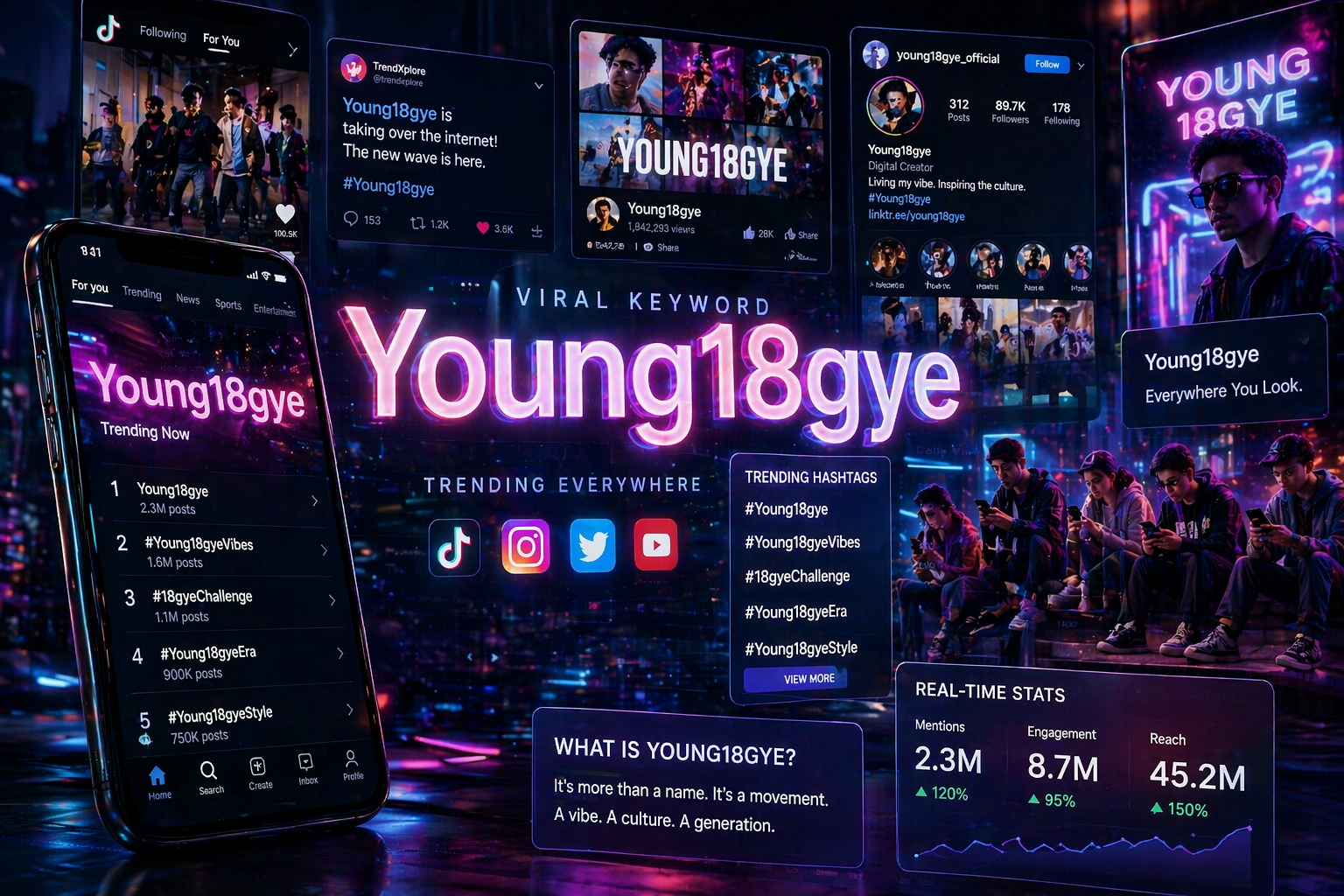 Young18gye trend concept showing social media users, digital culture, and viral keyword popularity